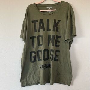 TOP GUN Men's T-Shirt 3XL‎ Green Wash ''Talk To Me Goose'' Slogan TOP GUN Movie